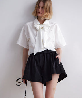 [2026Summer PRE-ORDER]Studded Half-Sleeve Bow Tie Shirt