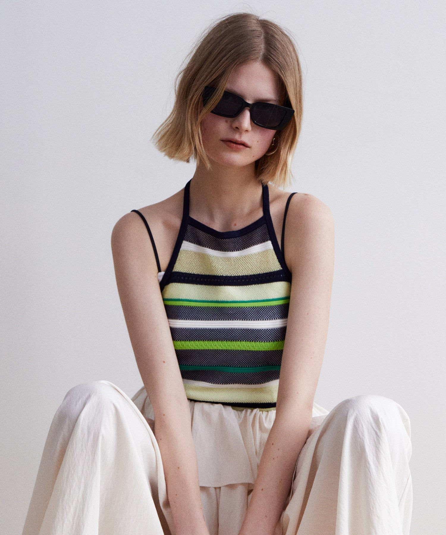 Border American Sleeve Knit Tank