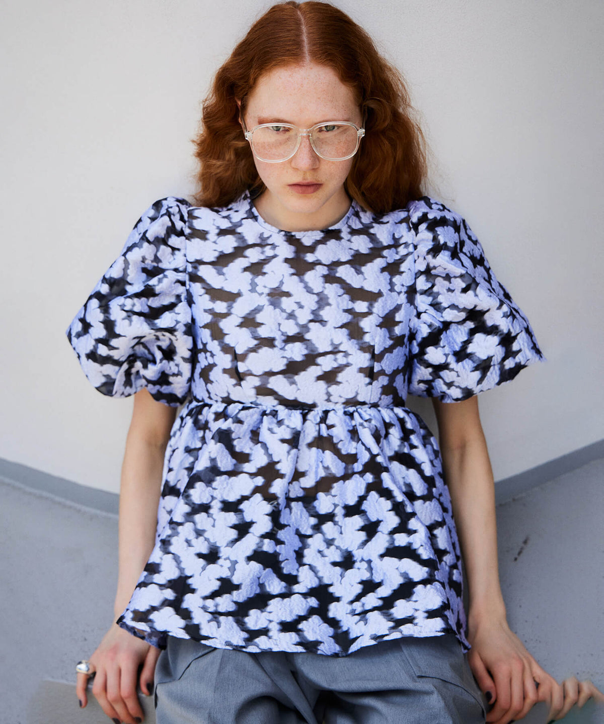 【2026Summer PRE-ORDER】Sheer Flower Jacquard Blouse
