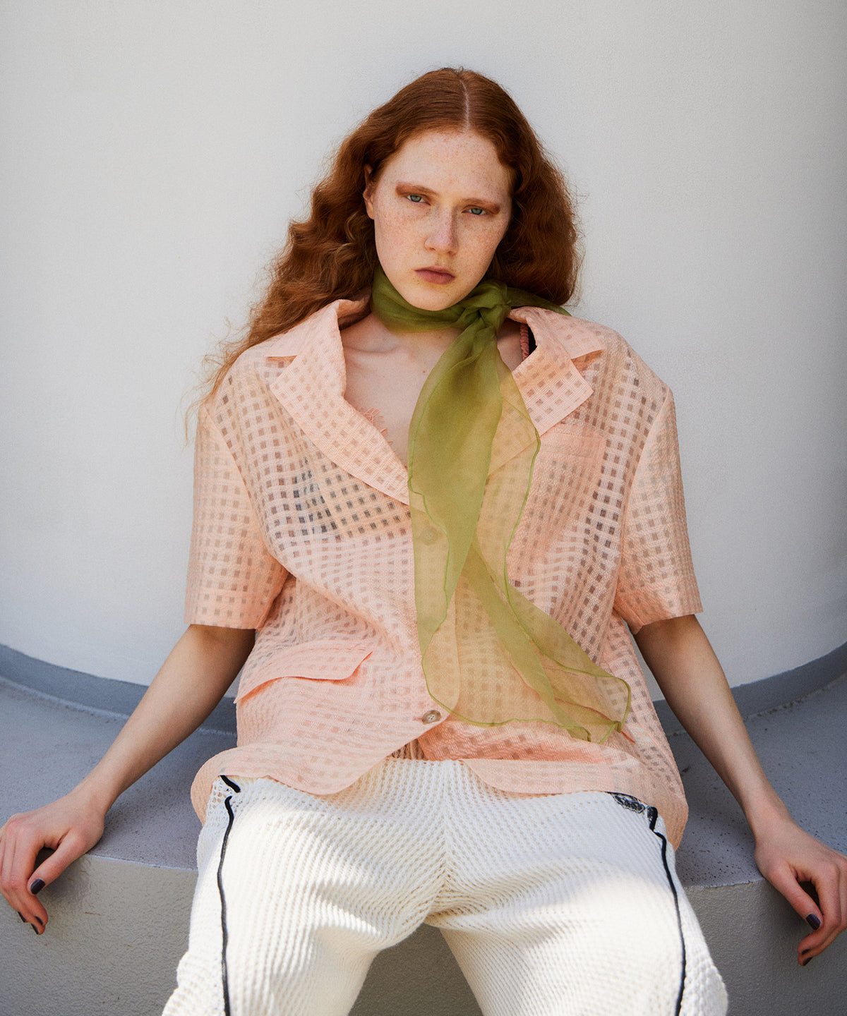 【2026Summer PRE-ORDER】Half-Sleeve Sheer Check Jacket