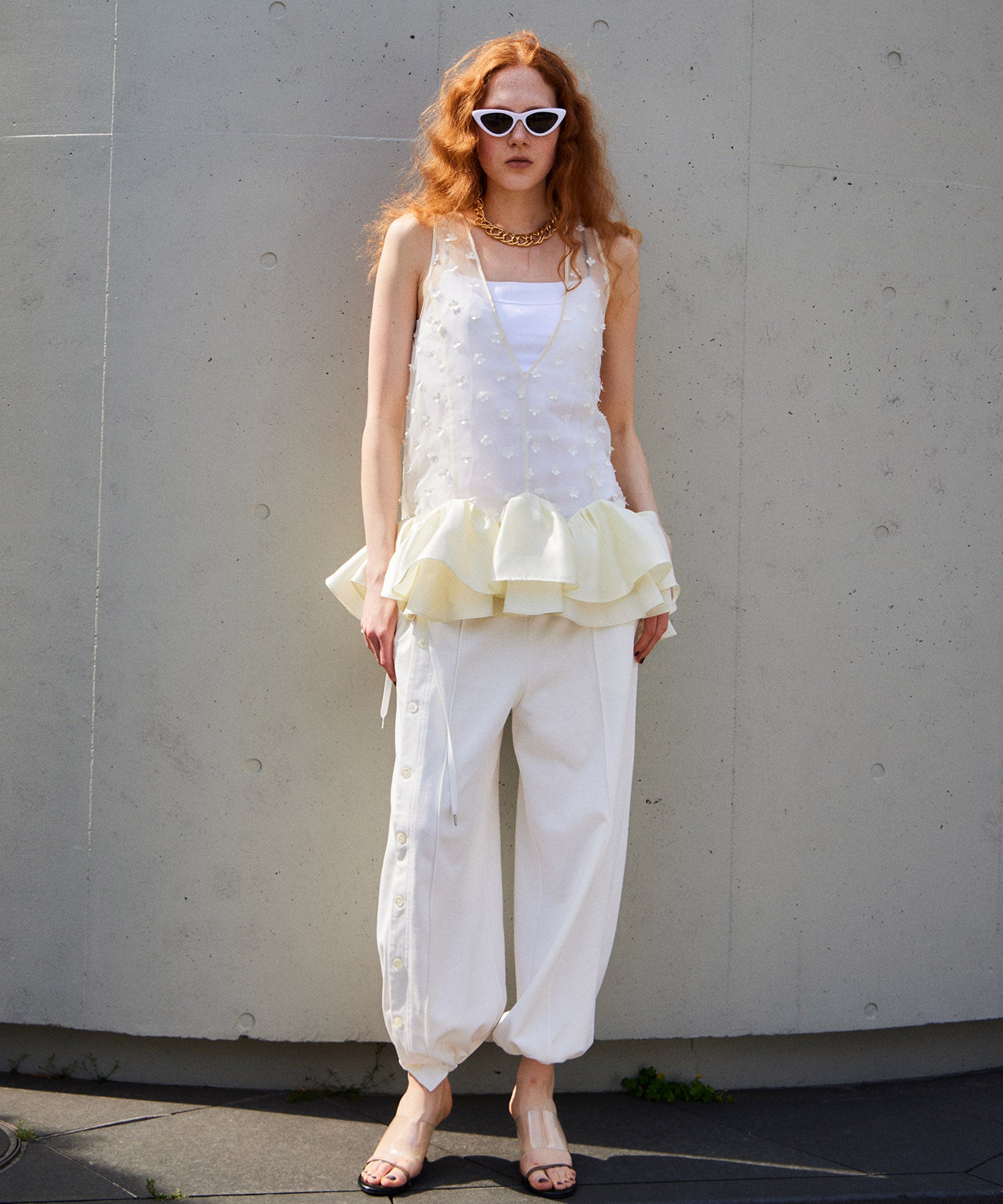 Button Slit Turn-Back Sweat Pants