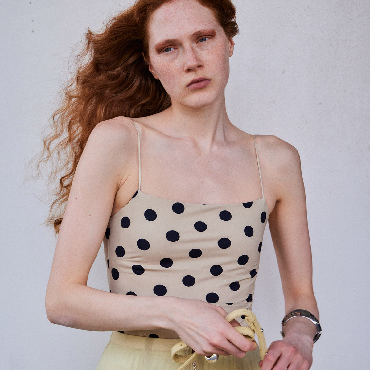ブラック ドット柄 ボディスーツ SALE】Cup-in Dot Bodysuit