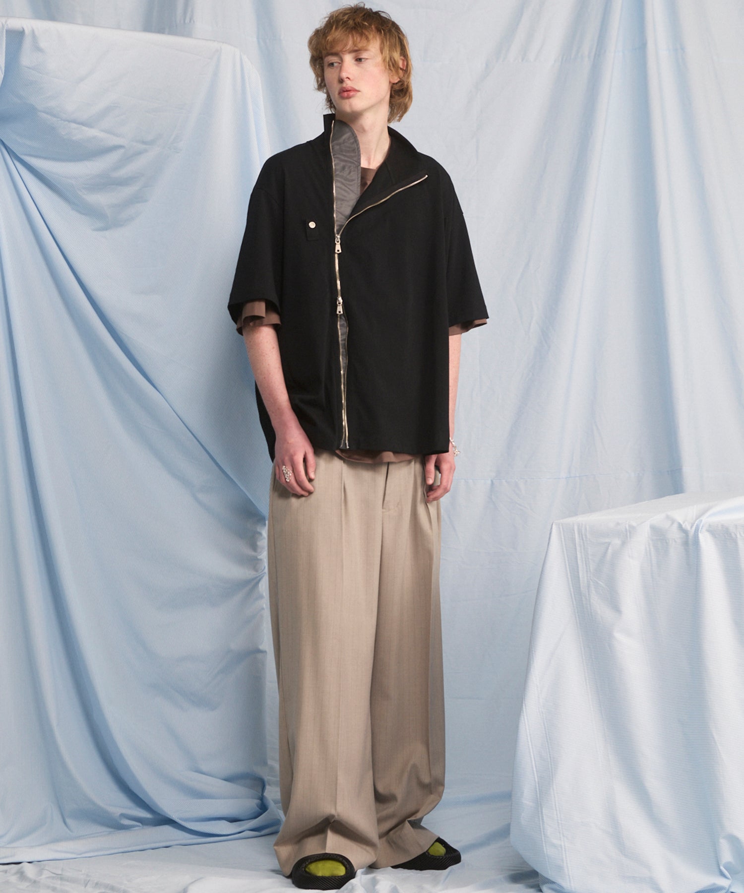 [26SS PRE-ORDER] Airy Striped Gabardine Prime-Wide Two-tuck Pants