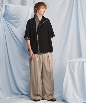 【26SS PRE-ORDER】Asymmetrical Front Zip High Neck Prime-Over High Neck Short Sleeve T-Shirt