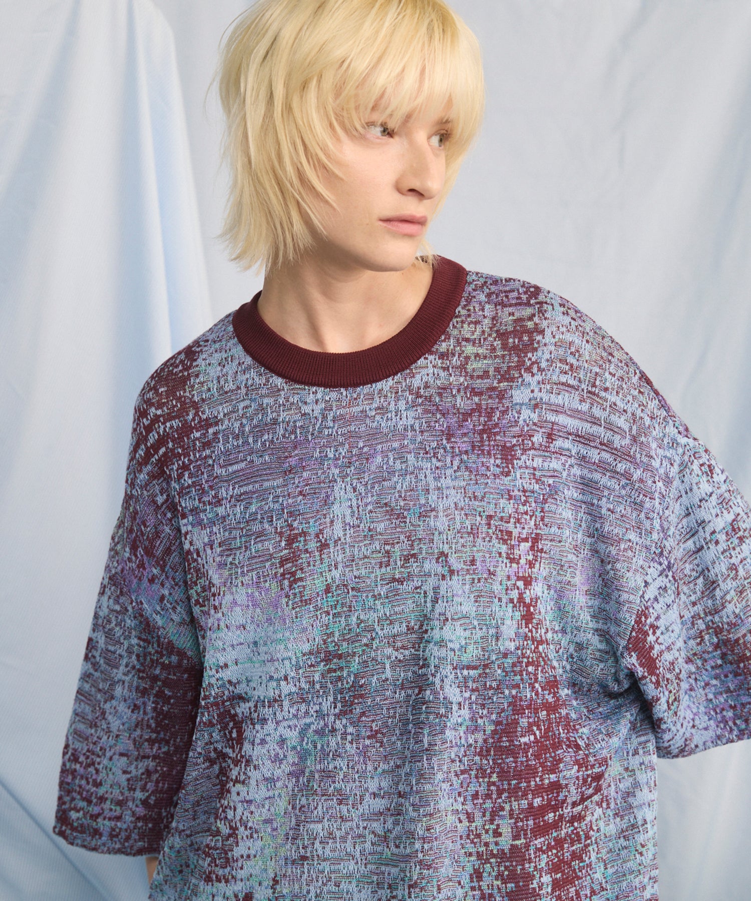 Dry KASURI Abstract Pattern Prime-Over Knit T-shirt