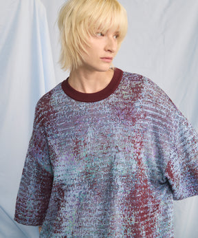 Dry KASURI Abstract Pattern Prime-Over Knit T-shirt