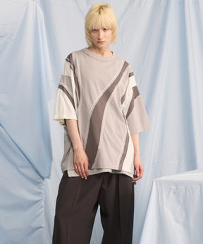【26SS PRE-ORDER】Different Material Curve Switching Prime-Over Short-sleeved T-Shirt