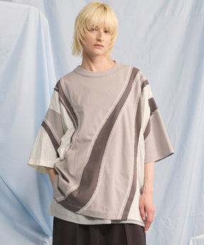 【26SS PRE-ORDER】Different Material Curve Switching Prime-Over Short-sleeved T-Shirt
