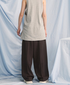 Wooly Mesh One-tuck Prime-Wide Tapered Slacks