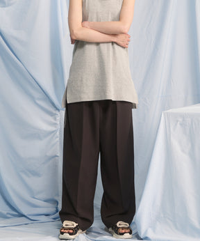 Wooly Mesh One-tuck Prime-Wide Tapered Slacks