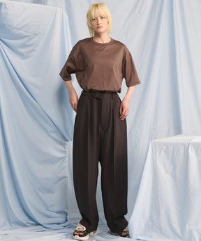 Wooly Mesh One-tuck Prime-Wide Tapered Slacks