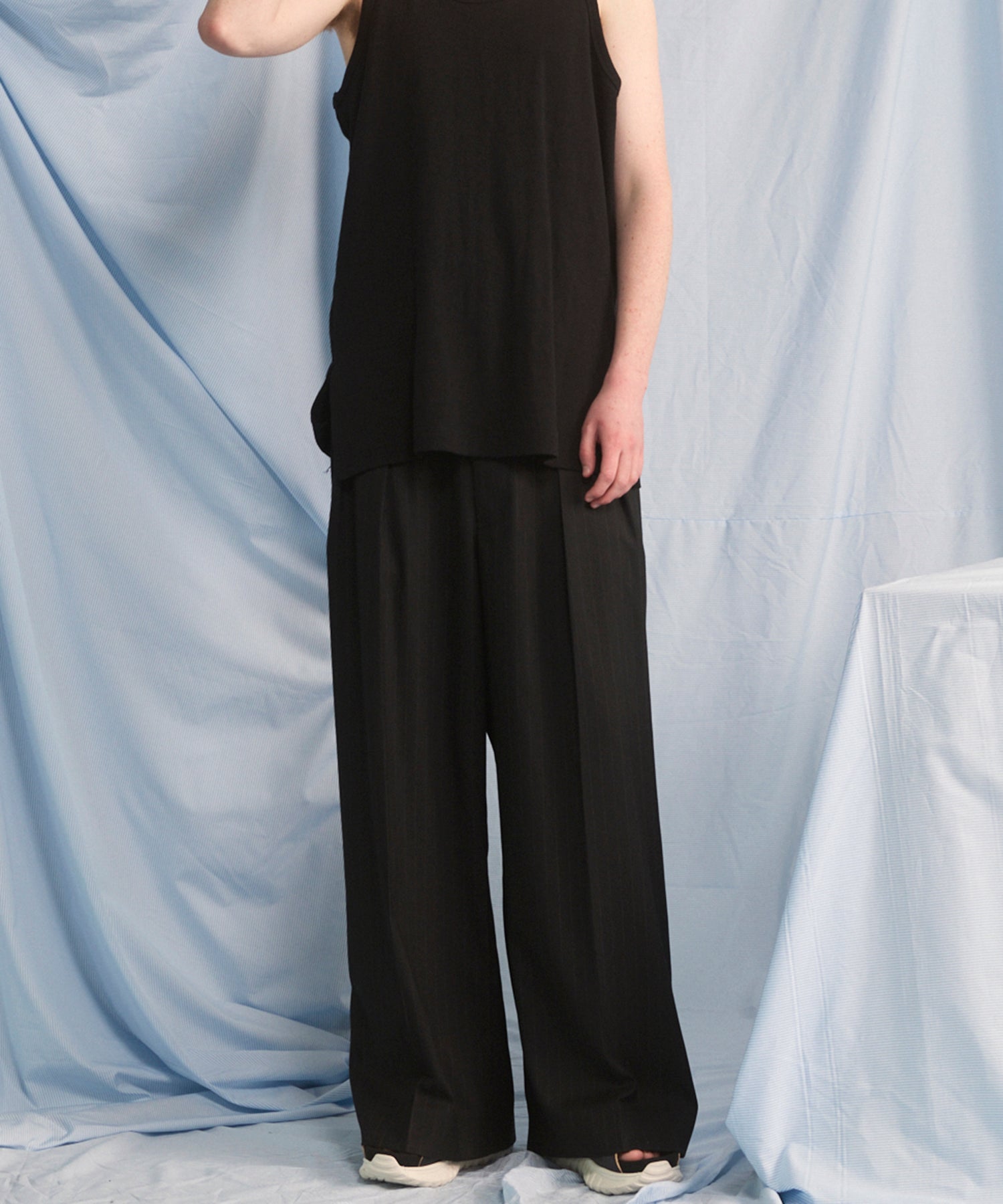 [26SS PRE-ORDER] Airy Striped Gabardine Prime-Wide Two-tuck Pants