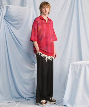 Dry-touch Border Argyle Pattern Prime-Over Skipper Knit T-shirt