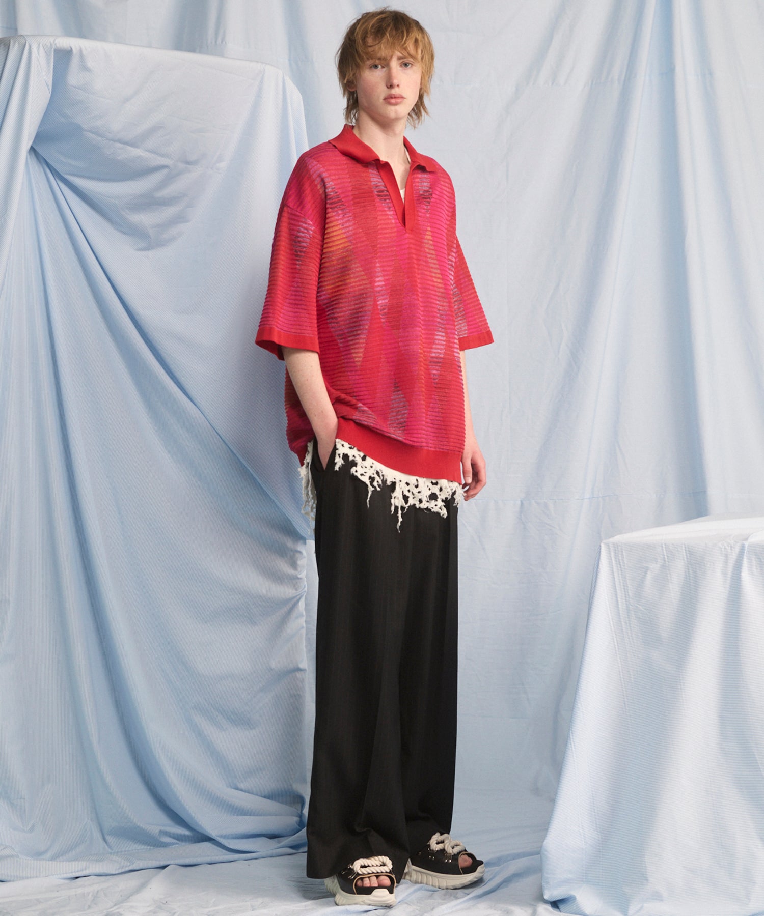 [26SS PRE-ORDER] Airy Striped Gabardine Prime-Wide Two-tuck Pants