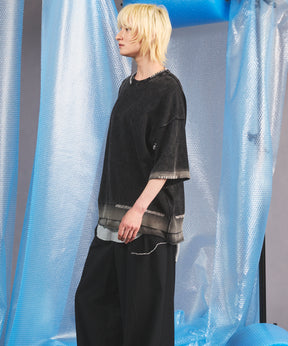High Twist Prime-Over Pigment Bleach Crew Neck Knit T-shirt