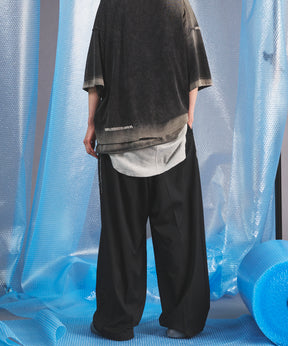 NISHIKAWA KEORI Wool Mix Gabardine Continuous Tow-Tuck Wide Pants