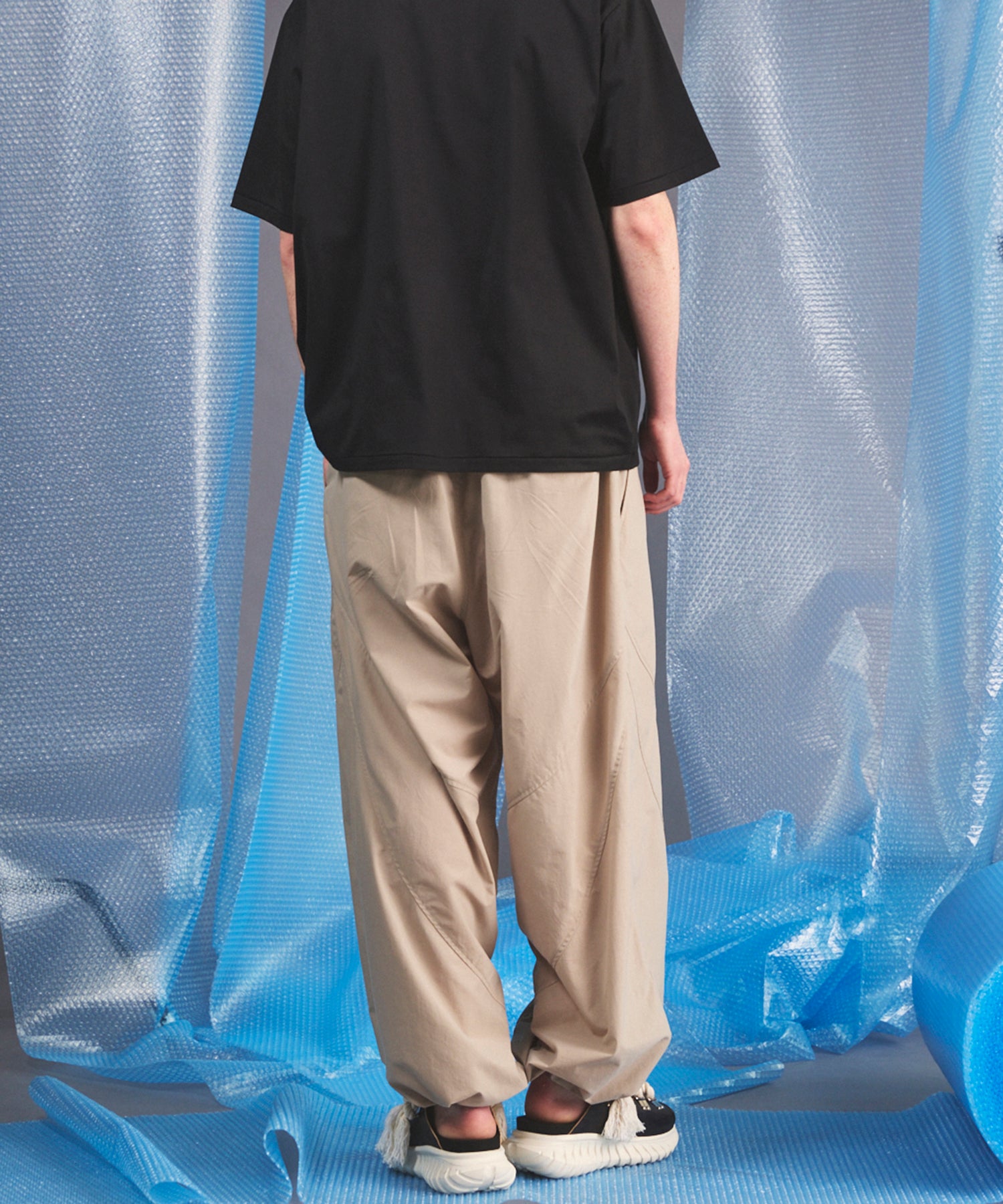 Water-Repellent Teflon Tusser Prime-Wide Pants
