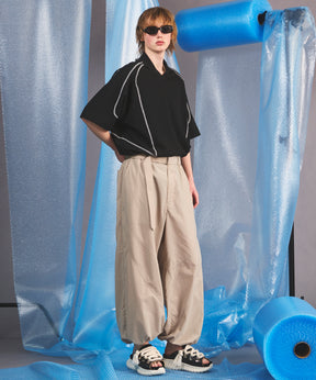 Water-Repellent Teflon Tusser Prime-Wide Pants