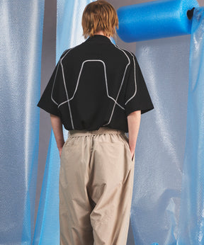 【26SS PRE-ORDER】V-neck Stitch Work Prime-Over Raglan Short Sleeve Polo Shirt