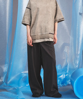 NISHIKAWA KEORI Wool Mix Gabardine Continuous Tow-Tuck Wide Pants