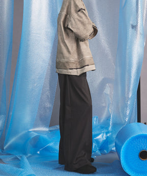 NISHIKAWA KEORI Wool Mix Gabardine Continuous Tow-Tuck Wide Pants
