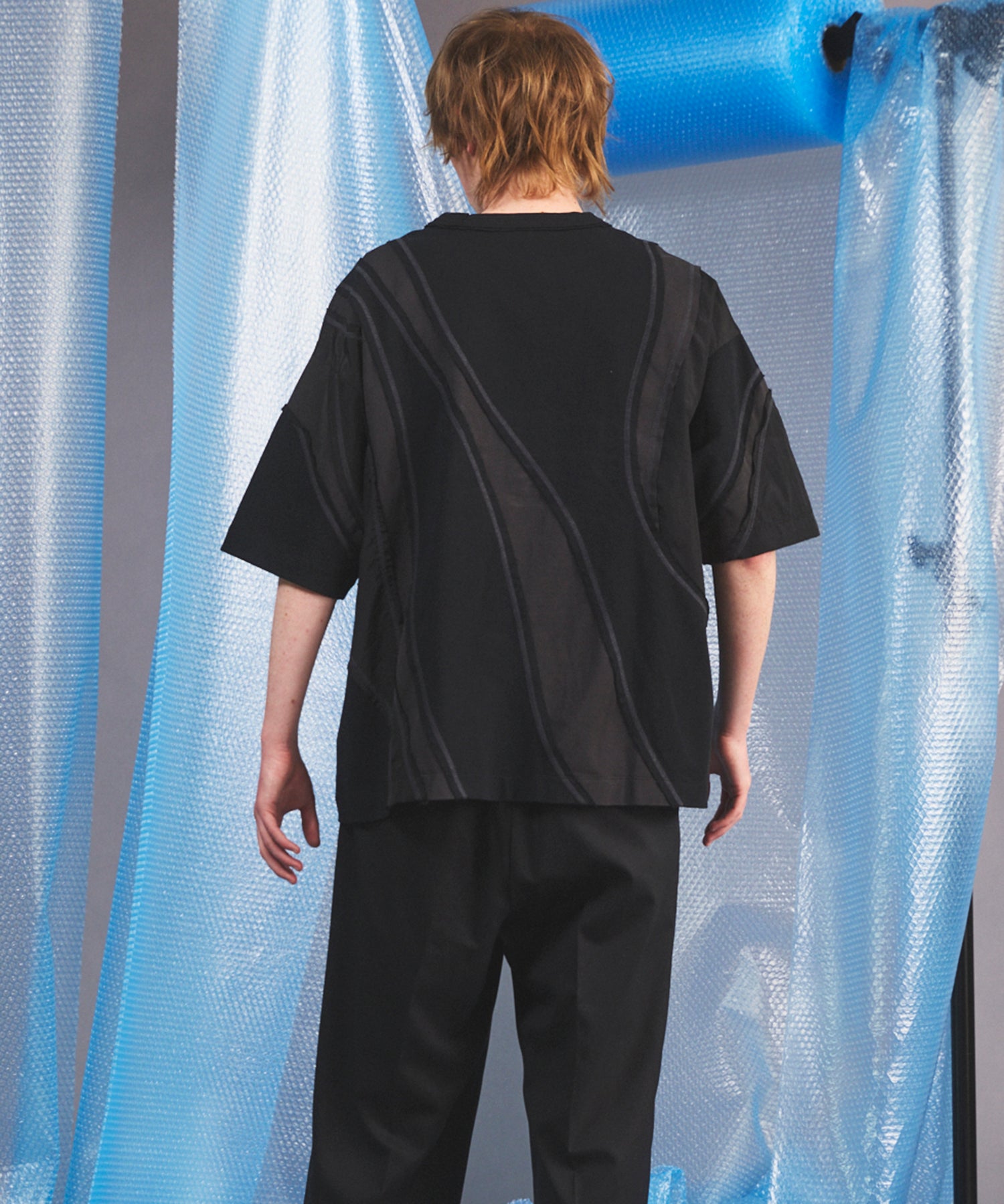 【26SS PRE-ORDER】Different Material Curve Switching Prime-Over Short-sleeved T-Shirt