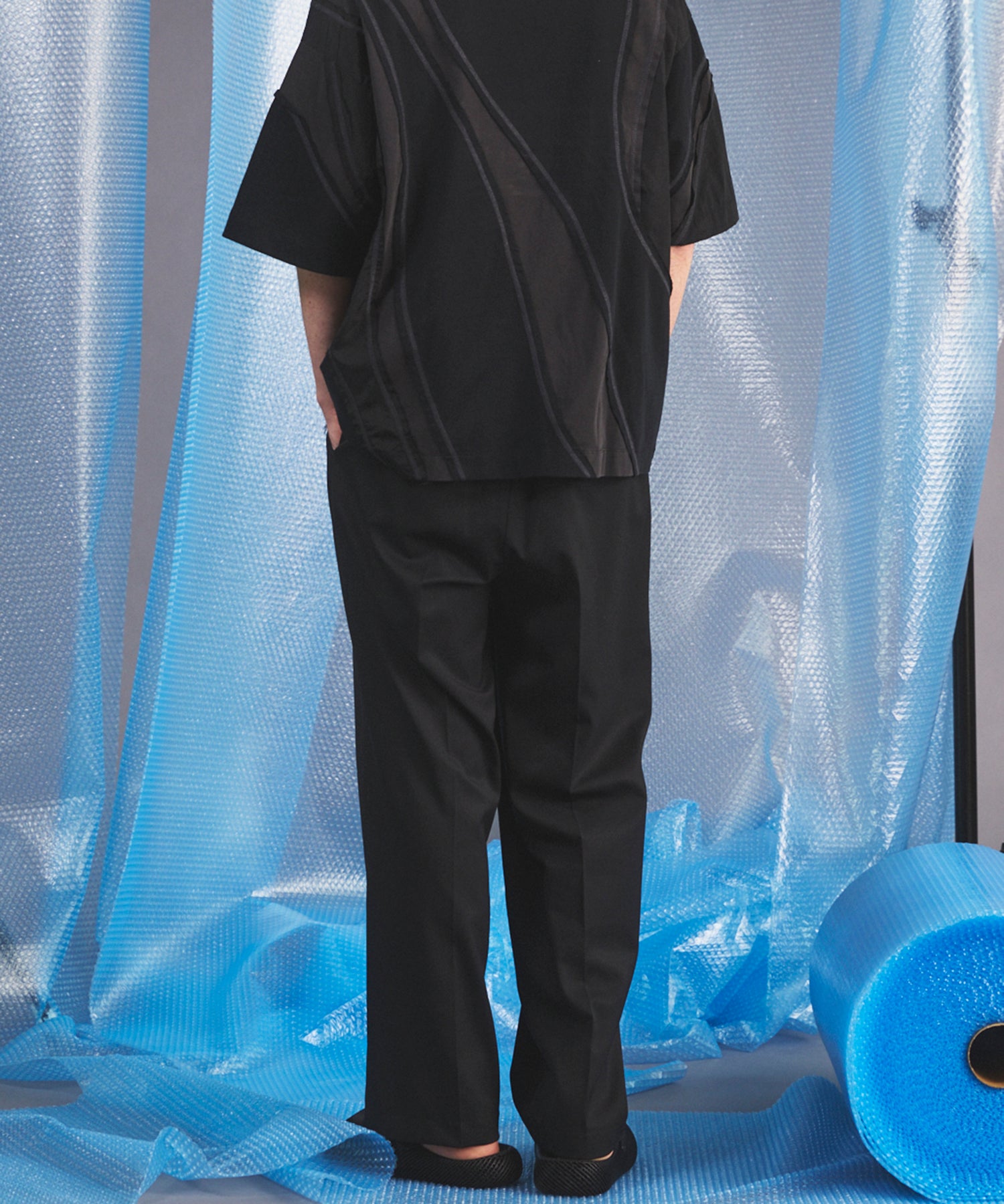 NISHIKAWA KEORI Wool Mix Gabardine Prime Wide One-Tuck Wide Pants