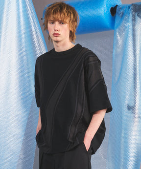 【26SS PRE-ORDER】Different Material Curve Switching Prime-Over Short-sleeved T-Shirt