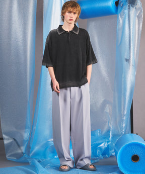 Wooly Mesh One-tuck Prime-Wide Tapered Slacks