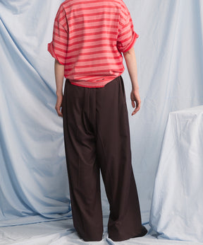 NISHIKAWA KEORI Wool Mix Gabardine Continuous Tow-Tuck Wide Pants