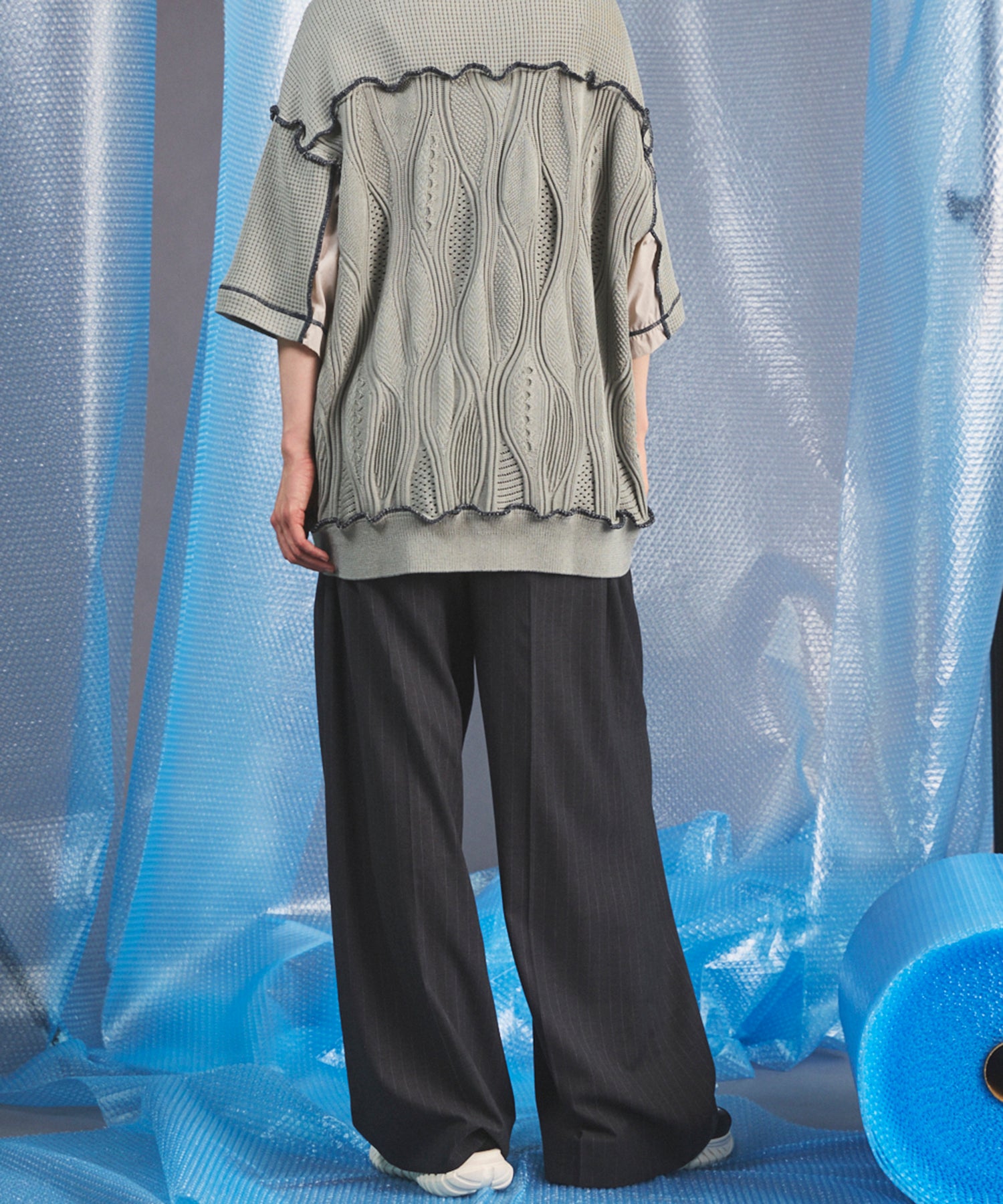 [26SS PRE-ORDER] Airy Striped Gabardine Prime-Wide Two-tuck Pants
