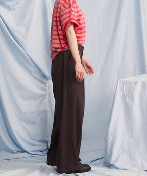 NISHIKAWA KEORI Wool Mix Gabardine Continuous Tow-Tuck Wide Pants