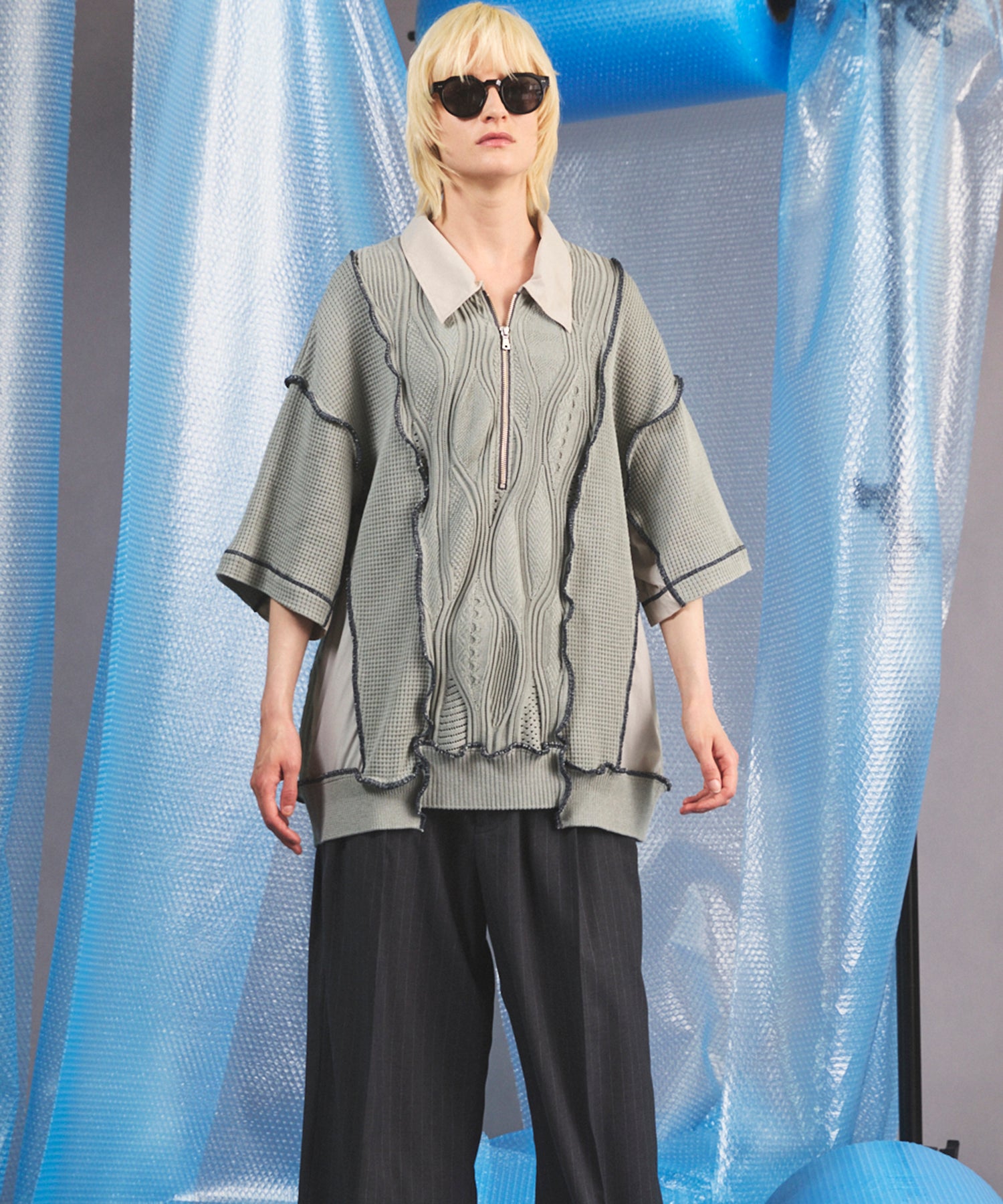 Cotton Bulky Acrylic Blend Prime-Over Gradation Dyeing Knit