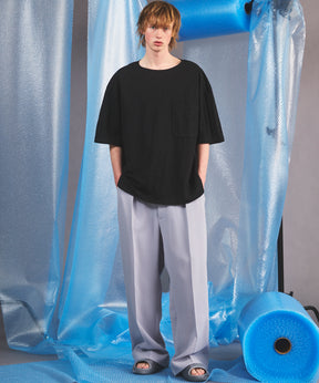 Wooly Mesh One-tuck Prime-Wide Tapered Slacks