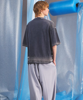 High Twist Prime-Over Pigment Bleach Crew Neck Knit T-shirt