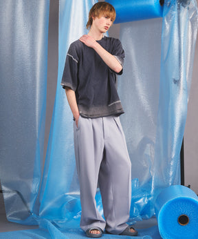Wooly Mesh One-tuck Prime-Wide Tapered Slacks