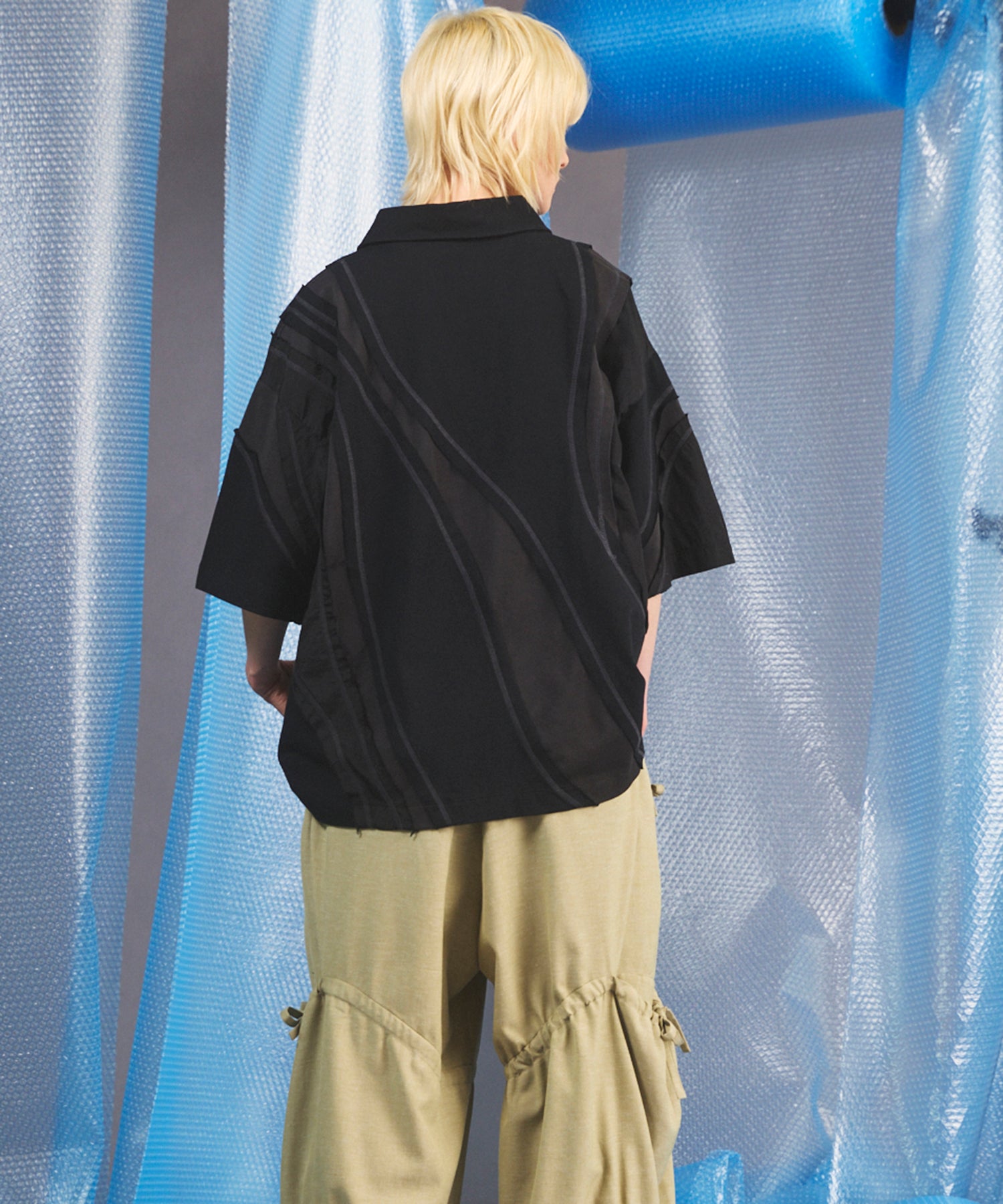 【26SS PRE-ORDER】Different Material Curve Switching Prime-Over Short-sleeved Polo Shirt