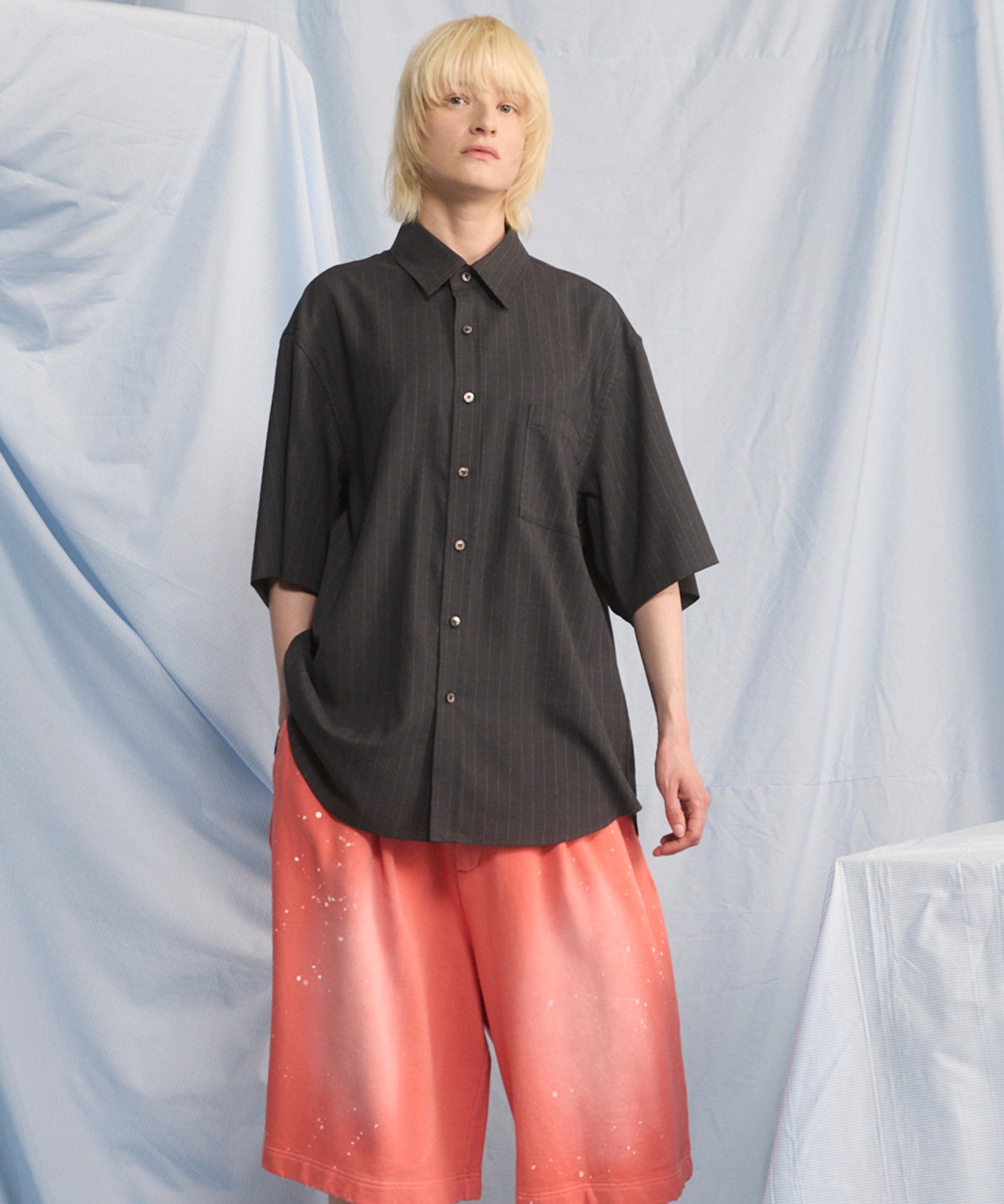 [26SS PRE-ORDER] Airy Striped Gabardine Prime-Over Short-sleeved Shirt