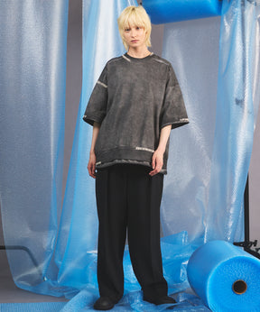 Wooly Mesh One-tuck Prime-Wide Tapered Slacks