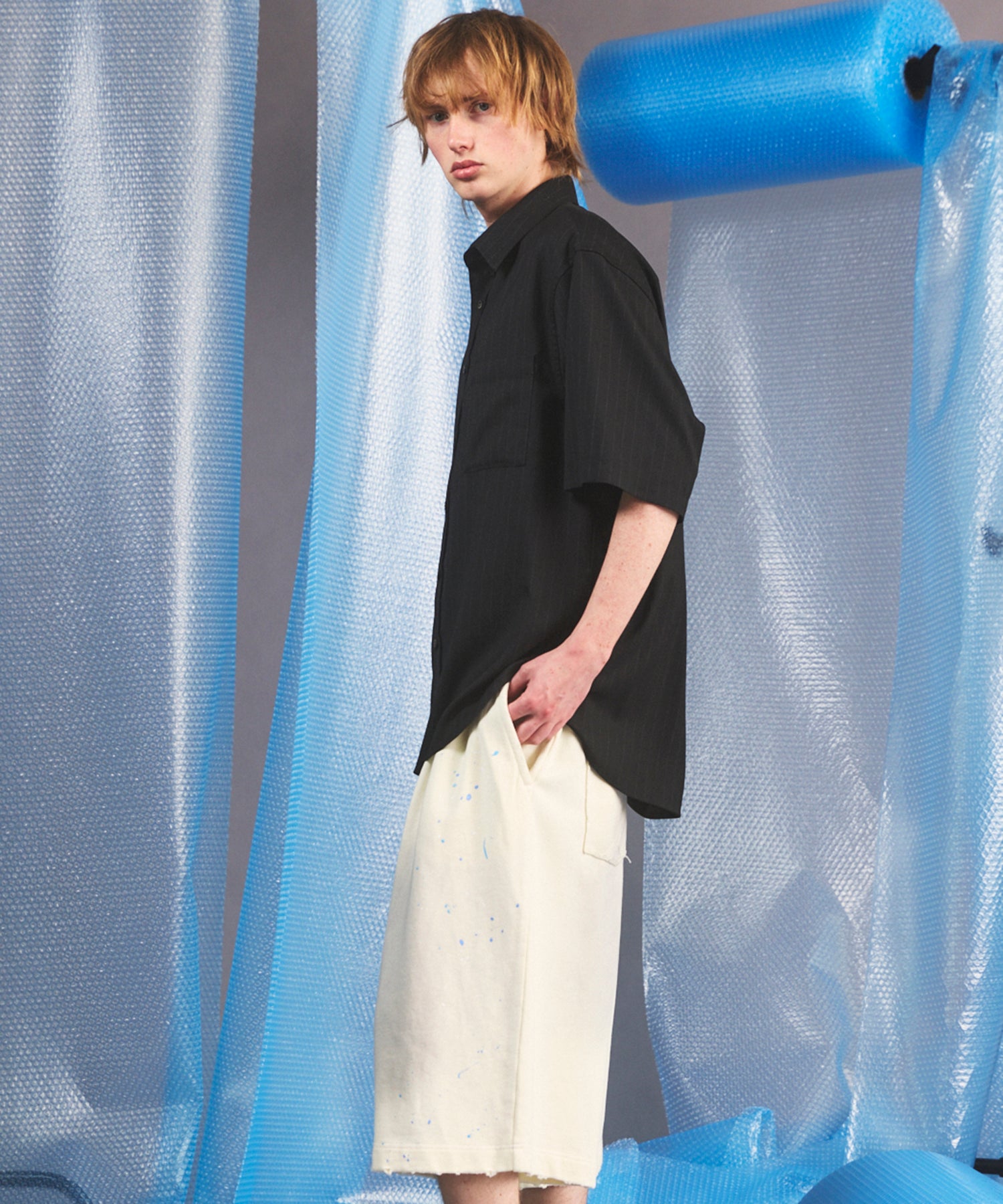 [26SS PRE-ORDER] Airy Striped Gabardine Prime-Over Short-sleeved Shirt