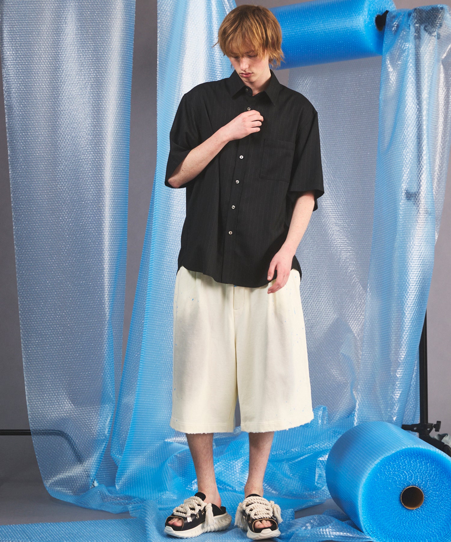 [26SS PRE-ORDER] Airy Striped Gabardine Prime-Over Short-sleeved Shirt
