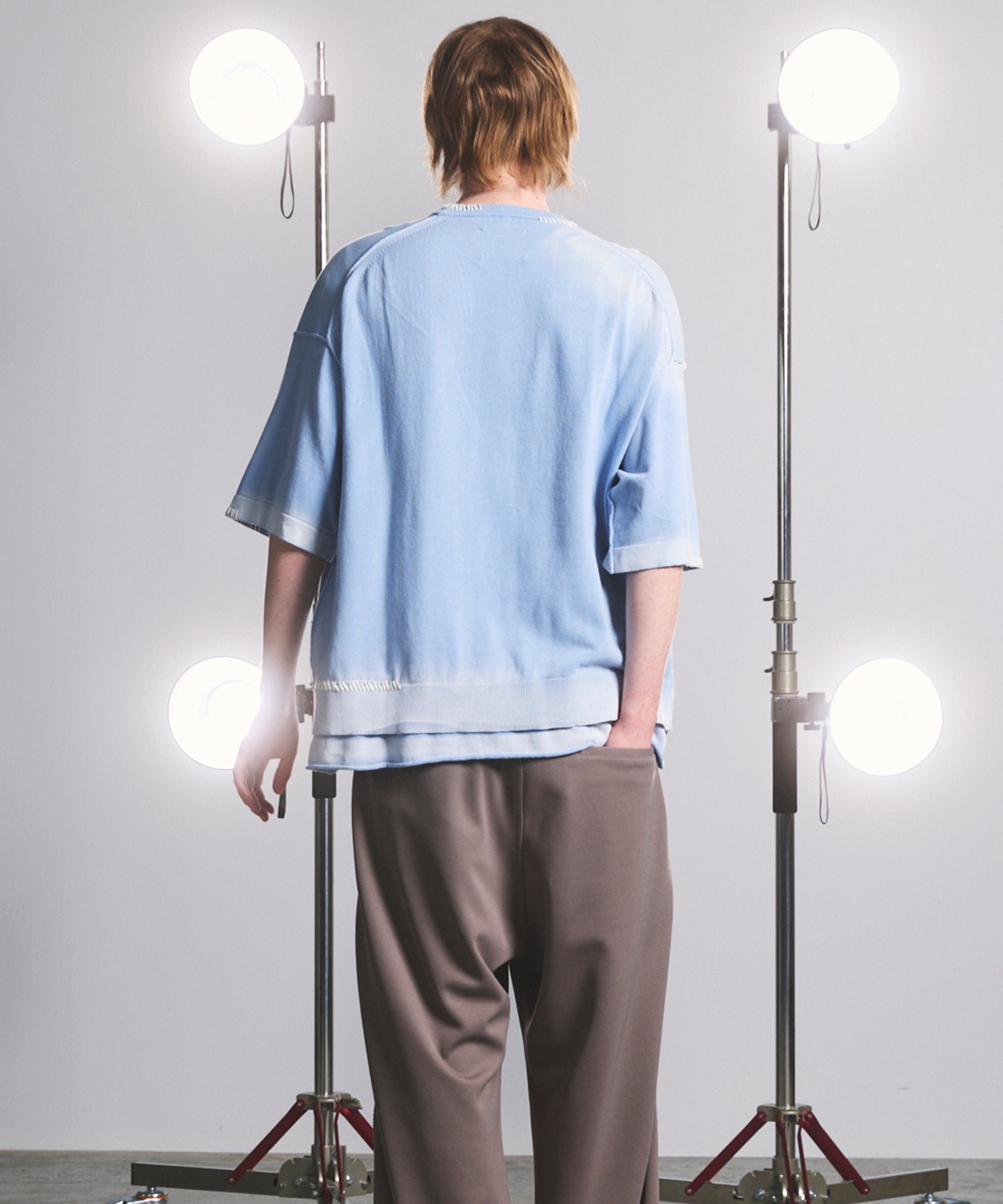 High Twist Prime-Over Pigment Bleach Crew Neck Knit T-shirt