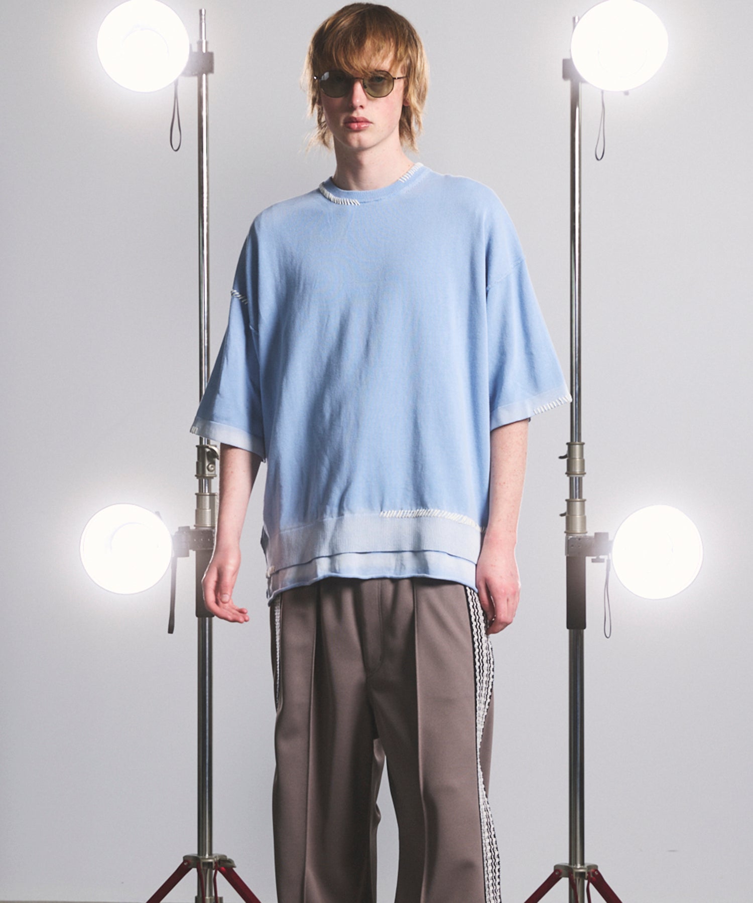 26SS PRE-ORDER】High Twist Prime-Over Pigment Bleach Crew Neck Knit T-