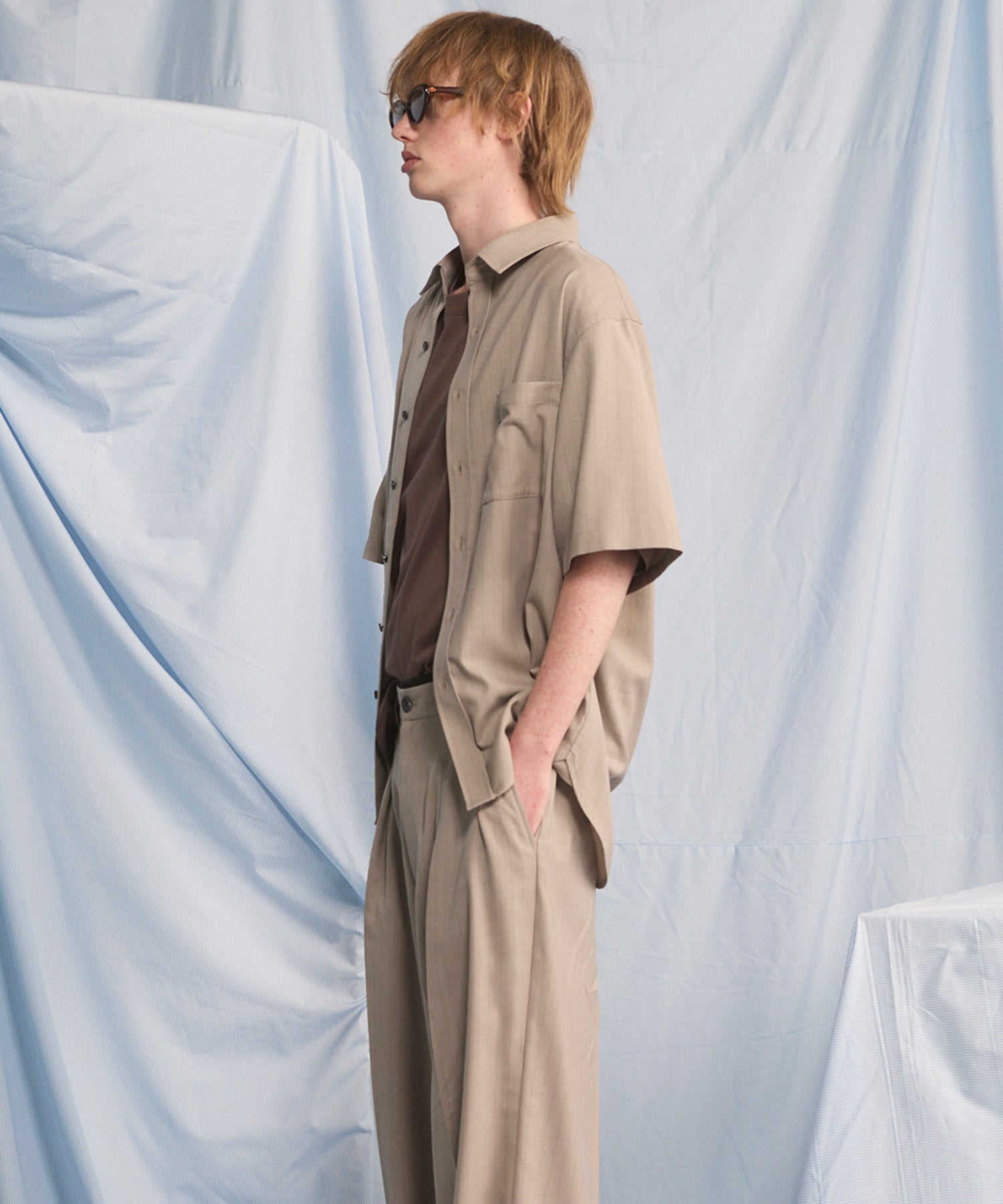 [26SS PRE-ORDER] Airy Striped Gabardine Prime-Over Short-sleeved Shirt
