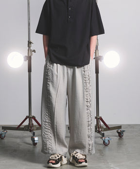 [26SS PRE-ORDER] Linen Mix Slab Side Big Pocket Prime-Wide Pants