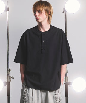 【26SS PRE-ORDER】Birdseye Jersey Mesh Prime-Over Henry Neck Short-sleeved T-shirt
