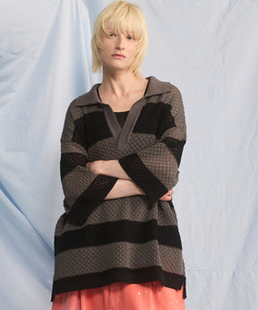 Cotton Bulky Acrylic Blend Prime-Over Gradation Dyeing Knit