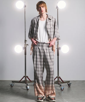 Destroy Damage Prime-Wide Ombre Check Relaxing Pants