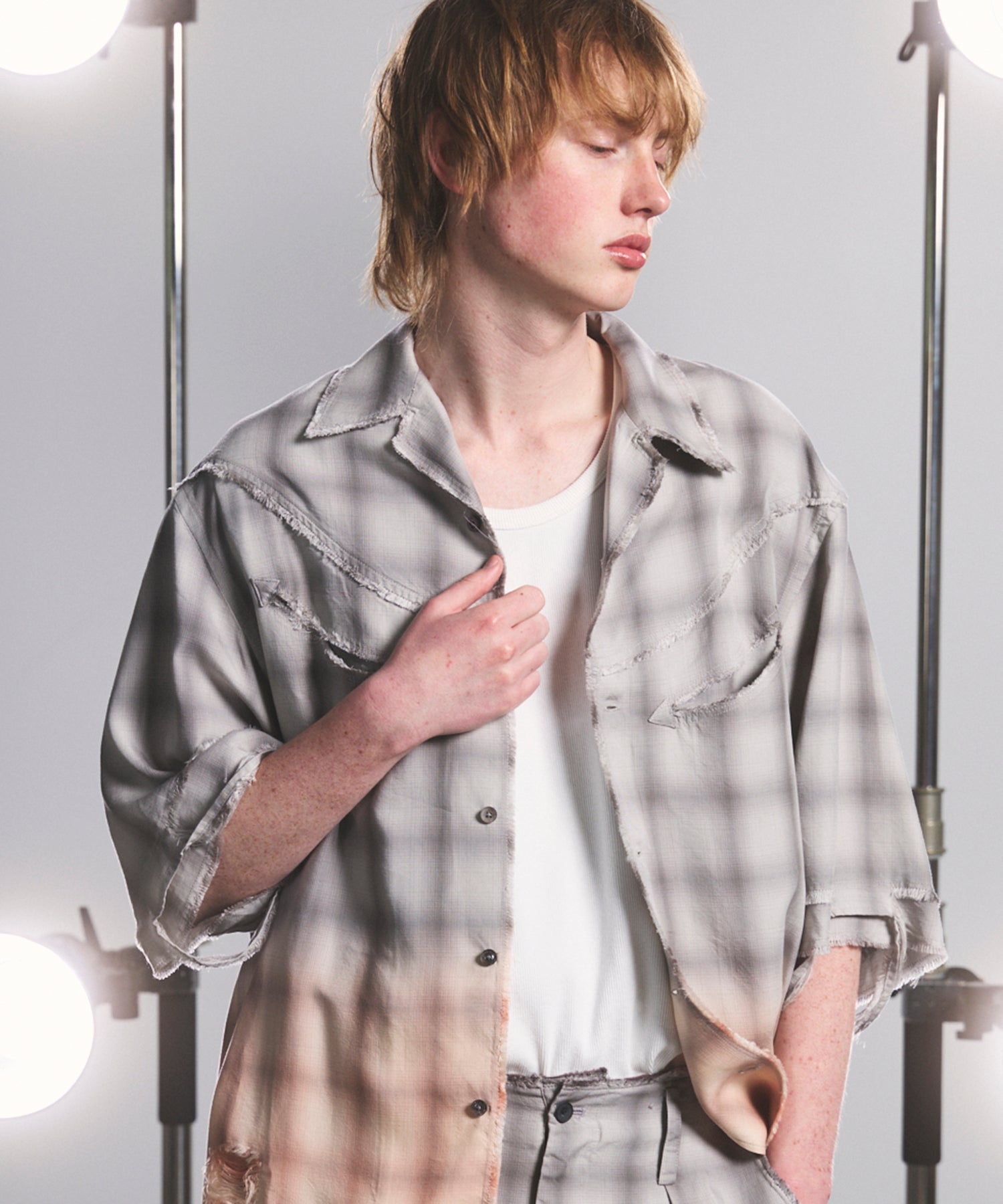 [26SS PRE-ORDER] Destroy Damage Prime-Over Ombre Check Short Sleeve Shirt