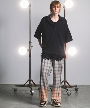 Destroy Damage Prime-Wide Ombre Check Relaxing Pants